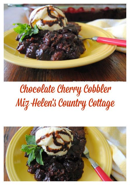 Miz Helen's Country Cottage: Chocolate Cherry Cobbler Cherry Cobbler Recipe, Chocolate Cherries, Spicy Southern Kitchen, Cherry Crumble, Chocolate Cobbler, Easy Foods, Chocolate Crust, Cherry Chocolate, Southern Kitchen