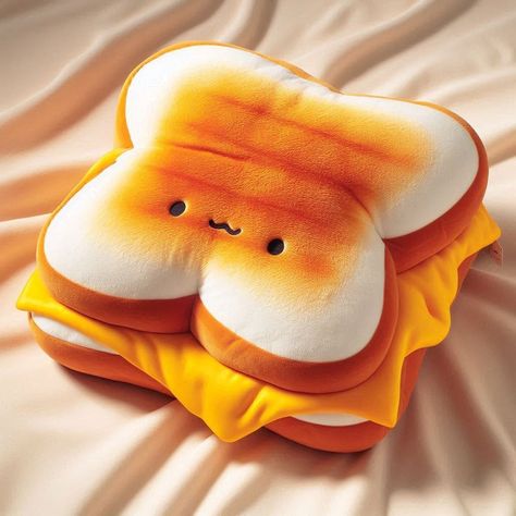 Kawaii Pillow Case, Plushie Bedroom Aesthetic, Kawaii Decorations, Food Plush, Shaped Pillows, Cheese Food, Cute Squishies, Shaped Pillow, Product Mockup