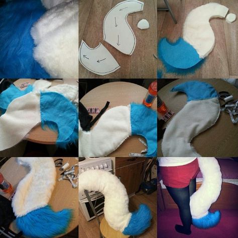 1. Acquire fur 2. Cut out a pattern and mark the direction of fur 3. trace pattern onto fur and cut out 4. Sew the parts together to get two symmetrical... Tail step-by-step tutorial Tennis Basics, Paw Tutorial, Trace Pattern, Cat Fursuit, Cosplay Patterns, Fursuit Making, Fursuit Ideas, Fursuit Tutorial, Fursuit Head