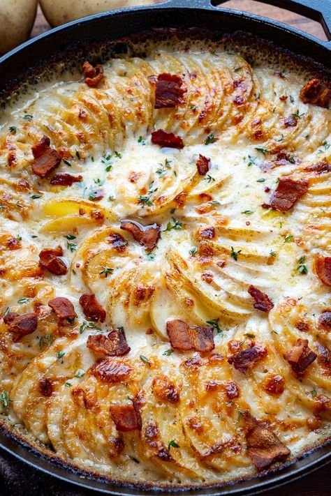 Potato Gratin Diy Healthy Recipes, Big Family Food Ideas, Truffle Potatoes Au Gratin, Armenian Dinner Recipes, Classic Side Dishes, Autumn Food Recipes Healthy, Swirl Potatoes, Scalloped Potatoes Gruyere Cheese, Boujee Thanksgiving Food