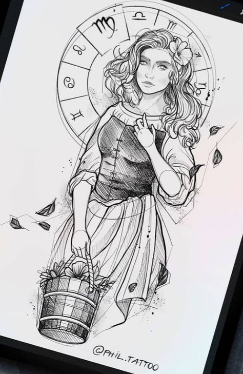 Astrology Tattoo, Horoscope Tattoos, Virgo Tattoo, Art Sketches Pencil, Astrology Art, Dark Art Drawings, Zodiac Art, Pencil Art Drawings, Tattoo Design Drawings