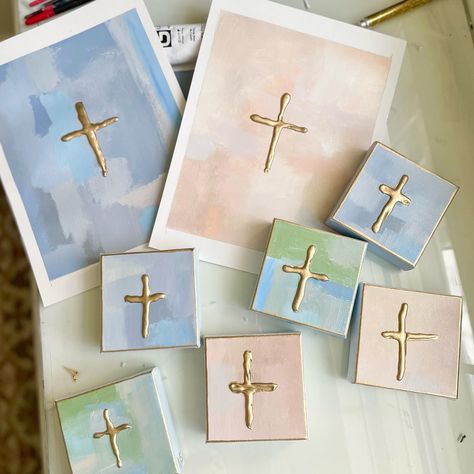 Canvas Cross Painting, Cross Art Painting, Christian Gifts Diy, Texture Painting Techniques, Abstract Painting Acrylic Modern, Dorm Art, Christian Crafts, Religious Paintings, Cross Art