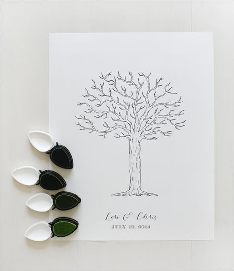 everlasting Tree Thumbprint Guestbook.  You can have guests sign their name in their thumbprint or just leave their mark. Frame your keepsake to have a work of art that will hang as a lovely reminder of your wedding celebration Guest Book Ideas For Wedding, Wedding Guest Book Tree, Diy Guest Book, Guest Book Tree, Wedding Tree Guest Book, Tandem Bicycle, Book Tree, Cute Wedding Dress, Different Shades Of Green