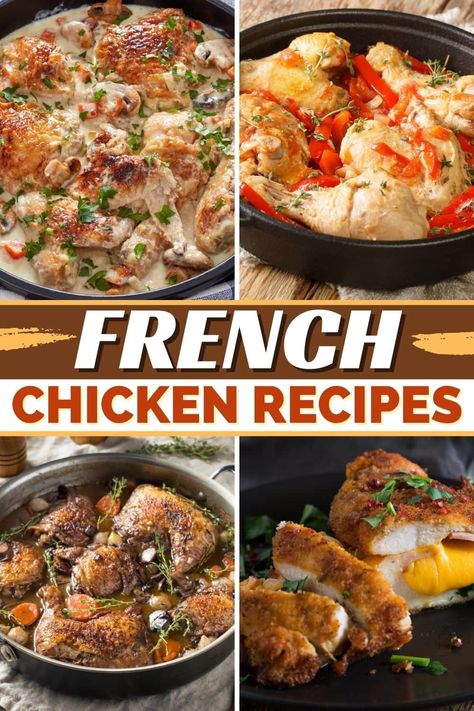 They may look elegant, but these 13 French chicken recipes are deliciously simple. They're ideal for a fancy family feast or a romantic dinner for two. Gourmet Chicken Recipes Fancy, French Entree Recipes, Elegant Chicken Recipes Dinner Parties, Elegant Chicken Recipes, Fancy Meals For Two, Chicken French Recipes, Romantic Chicken Dinner, Fancy Chicken Dinner, Fancy Dinner Recipes Fine Dining