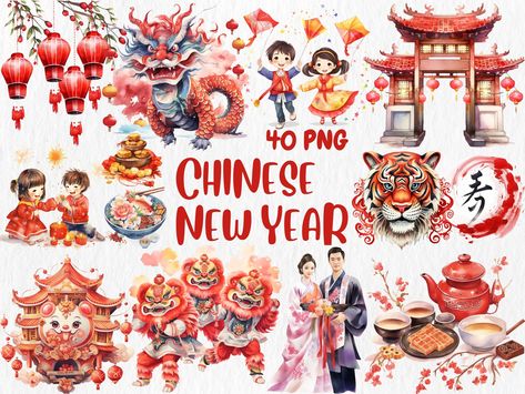 🌟 Celebrate the Lunar New Year with our vibrant Watercolor Chinese New Year Clipart! Featuring festive illustrations, animal signs, and majestic Chinese dragons. Perfect for all your creative projects. Download instantly! #ChineseNewYear #Clipart #DigitalArt Hanukkah Clipart, Animal Signs, New Year Clipart, Dragon Illustration, St. Patricks Day, Pet Signs, Kwanzaa, Chinese Dragon, Saint Patrick