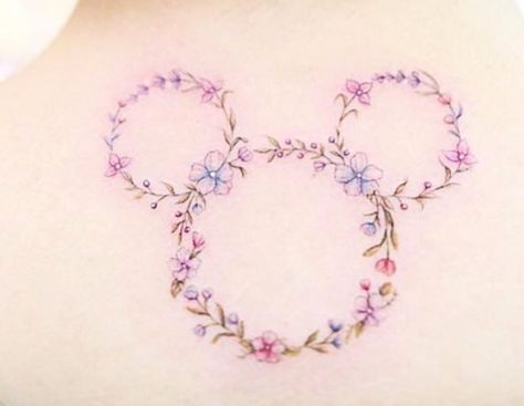 Floral Mickey Tattoo, Hidden Mickey Tattoo, Disney Tattoos Mickey, Disney Art Diy, Mickey Tattoo, Mickey Mouse Tattoo, Disney Sleeve Tattoos, Small Matching Tattoos, Mouse Tattoos