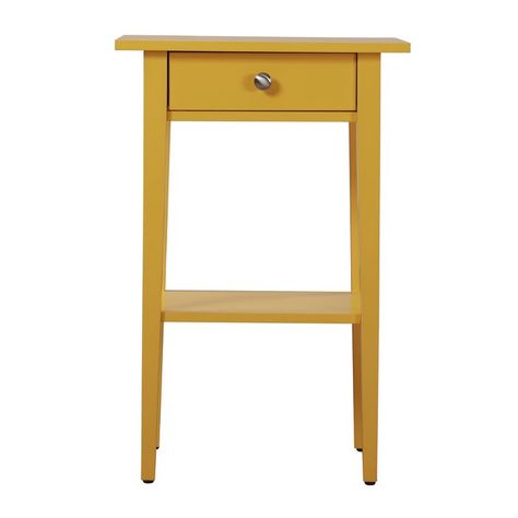 Yellow Nightstand, Narrow Nightstand, Bedroom End Tables, Shelf Nightstand, Mid Century Modern Nightstand, Contemporary Nightstand, Contemporary Side Tables, Yellow Living Room, Wooden Nightstand