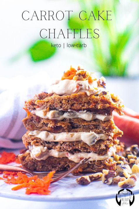 Easter Keto Recipes, Carrot Cake Waffles, Chaffles Keto, Carrot Cake Recipes, Chaffle Recipes, Keto Chaffles, Gluten Free Carrot Cake, Chicken Waffles, Baking With Almond Flour