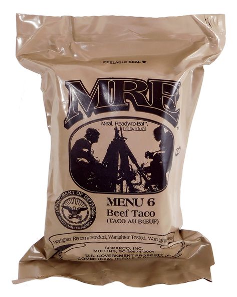 MRE (Meals Ready-to-Eat) Select Your Meal, Genuine US Military Surplus Meals (Beef Taco (28)) Doomsday Prepping Ideas, Doomsday Prepping For Beginners, Mre Food, Mre Meals, Military Food, Survival Recipes, Meals Beef, Pantry Stock, Prepping For Beginners