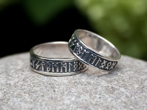 Viking Rune Ring /Sterling Silver 925 / Nordic Wedding Runic | Etsy Rune Ring, Viking Wedding Ring, Rings With Meaning, Nordic Wedding, Bands Rings, Engagement Ring For Him, Wolf Ring, Viking Wedding, Norse Jewelry