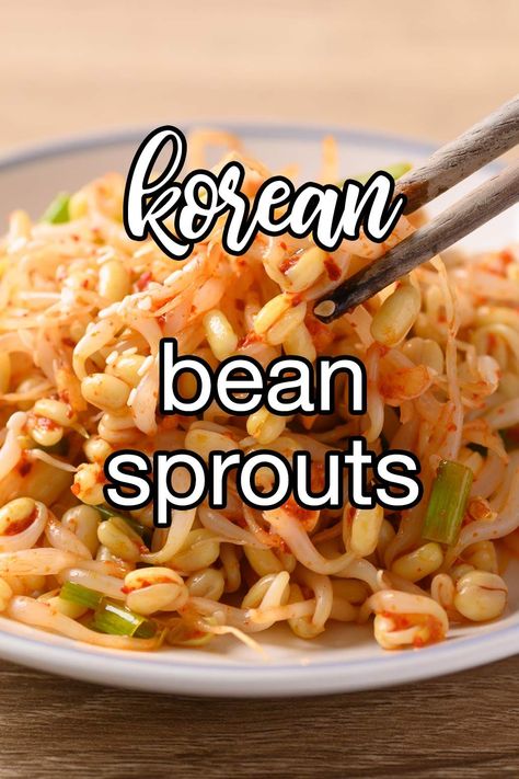 Korean Bean Sprouts - A classic Korean side dish that can be served hot or cold. Perfectly cooked, tender-crisp sprouts are mixed with salty, savory seasonings for an unforgettable flavor experience. | CDKitchen.com Seasoned Bean Sprouts, Korean Bean Sprout Side Dish, Bean Sprouts Korean Side Dish, Bean Sprouts Recipes, Bean Sprouts Recipe, Bean Sprout Recipes, Bean Sprout Salad, Relish Sauce, Sprouts Recipes