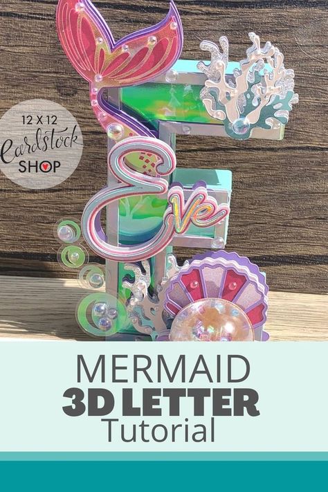 3d Letters Tutorial, Letter Tutorial, Mermaid 3d, Mermaid Names, Silhouette Paper, 3d Shadow Box, Mermaid Decor, Initial Gifts, 3d Letters