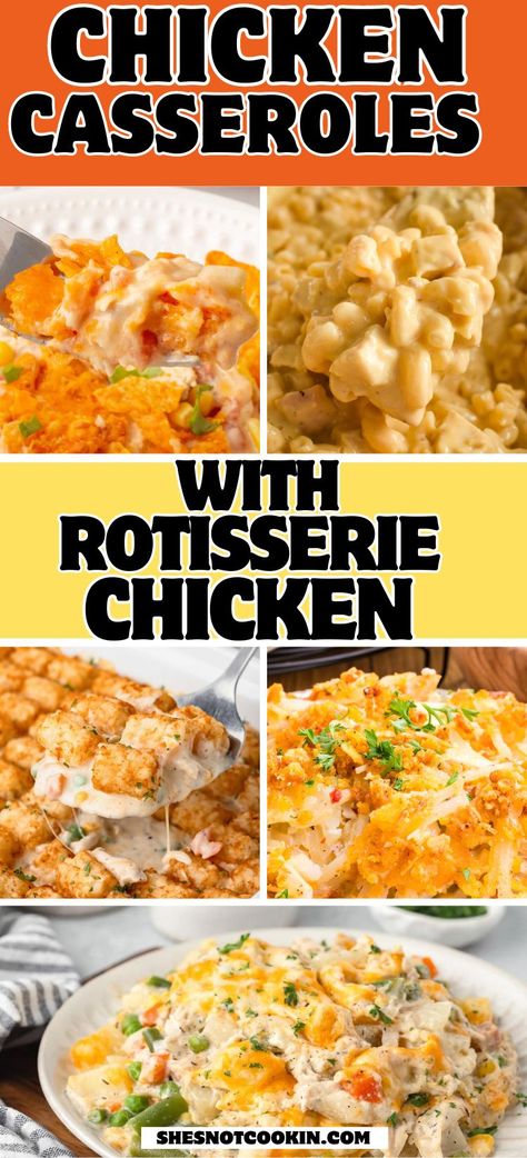 Rotisserie Chicken Casseroles, Best Rotisserie Chicken Recipe, Rotisserie Chicken Oven, Easy Fall Dinner Ideas, Shredded Chicken Casserole, Easy Fall Dinner, Rotisserie Chicken Recipes Leftover, Costco Rotisserie Chicken, Recipes Using Rotisserie Chicken