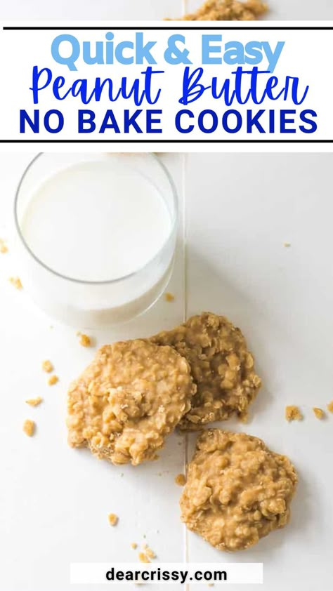 Quick & Easy Peanut Butter No Bake Cookies are the perfect sweet treat with just a handful of ingredients. Made with creamy peanut butter, quick oats, and a rich sugary base, these cookies come together in minutes. No baking required—just a simple stove top process, and they’re ready to enjoy in about 30 minutes. A must-try for peanut butter lovers! Quick Oat Cookies, Oat Peanut Butter Cookies, Peanut Butter No Bake Cookies, Oatmeal No Bake Cookies, Cookies No Bake, The Best Christmas Cookies, Oatmeal Cookies Easy, Oatmeal Raisin Cookies Chewy, Cookies Chewy