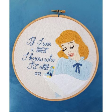 Cinderella Embroidery Designs, Cinderella Embroidery, Sarcastic Embroidery, My Mood Today, Character Embroidery, Stitch Quotes, Cross Stitch Quotes, Disney Embroidery, Diy Disney