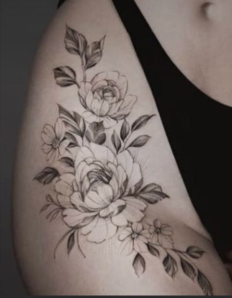 Flower Hip Tattoos, Side Hip Tattoos, Floral Thigh Tattoos, Flower Thigh Tattoos, Hip Thigh Tattoos, Hip Tattoos, Idea Tattoo, Hip Tattoos Women, Thigh Tattoos