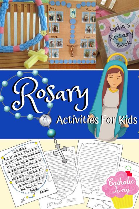 rosary crafts, activities, and ideas for Catholic kids. So many great resources about the rosary here! #catholicicing #catholickids #rosary Decade Rosary Craft, Rosary Activities For Preschool, Rosary Crafts For Kids Catholic, Rosary Activities For Kids, Saint Projects For Kids Catholic, Saint Activities For Kids Catholic, Catholic Printables, Rosary Ideas, Catholic Kids Activities