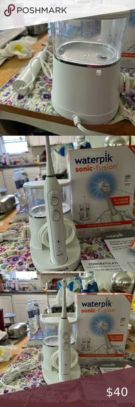 Waterpik flossing toothbrush sonic fusion.  Missing travel case.  Works great. Sonic Fusion, Sonic Toothbrush, Whole Body, Oral Hygiene, Oral Health, Travel Case, Brushing Teeth, Sonic, Things That