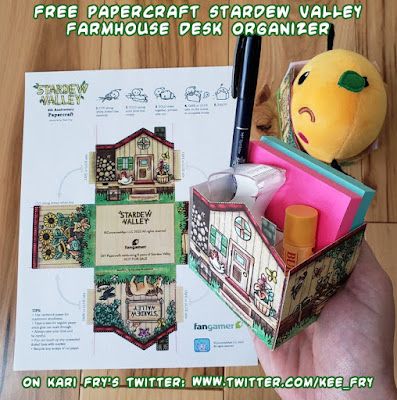 Ninjatoes' papercraft weblog: free papercraft Stardew Valley farmhouse penholder Elliot Stardew Valley Aesthetic, Stardew Valley Printable, Stardew Valley Party Ideas, Stardew Valley Gift Ideas, Stardew Valley Diy Crafts, Stardew Valley Birthday Party, Stardew Valley Crafts, Stardew Valley Farmhouse, Cosy Gaming