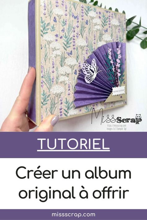 Découvre ce tutoriel pour apprendre à créer un bel album photo original et unique, avec les méthodes du scrapbooking. Cela va te permettre de pouvoir offrir un cadeau unique et à 100% personnalisé à une personne que tu aimes ! Découvre les produits de la marque Stampin' Up! sur ma boutique en ligne. Missscrap Album Photo, Stampin Up, Scrapbooking, Boutique