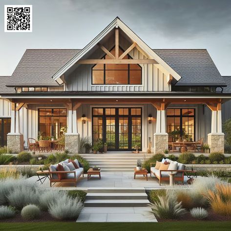 Modern Farmhouse Style: Where Rustic Charm Meets Contemporary Living | Online Exterior Designer Rustic Modern Farmhouse Exterior, Exterior Design Brick, Western House Exterior, Modern Farmhouse Facade, Metal Roofs, Rustic Modern Farmhouse, Cowgirl Baby, Metal Siding, Brick And Wood