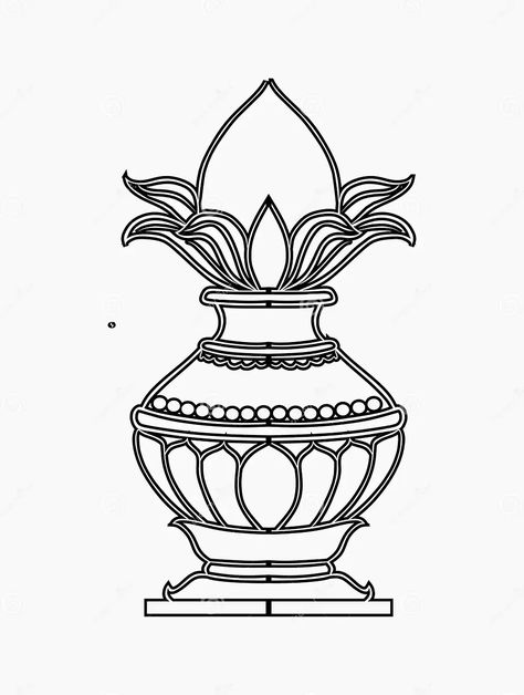 Kalash this Black Colour Art Original Pattern Poster Wal Background Music Stock Vector - Illustration of printing, kalash: 283995800 Kalash Embroidery Design, Kalash Mandala Art, Kalasam Drawing, Kalash Drawing Easy, Kalash Illustration, Kalash Painting Design, Kalash Rangoli Designs, Kalash Painting, Kalash Drawing