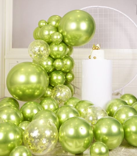 PRICES MAY VARY. [ Package Included ] - 20pcs 5 inch lime green metallic balloons, 25pcs 12 inch lime green metallic balloons, 2pcs 18 inch lime green metallic balloons, 5pcs lime green confetti balloons, 1 garland strip, 1 ribbon, and 1 dot glue [ Unique Combination ] - This is a new combination of different sizes of lime green metallic balloons and lime green confetti balloons. It's unique and beautiful, and will make your party even more exciting and fu [ Applicable Scene ] - These lime green Lime Green Balloon Garland, Hampton Wedding, Sweet 16 Party Themes, Green Confetti, Yellow Party, Orange Party, Color Party, Metallic Balloons, Ivy House