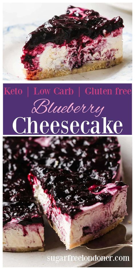 Keto Blueberry Cheesecake, Blueberry Cheesecake Recipe, Healthy Low Fat Recipes, Keto Blueberry, Low Carb Low Fat Recipes, Low Fat Low Carb, Postre Keto, Low Carb Cheesecake, No Carb Recipes