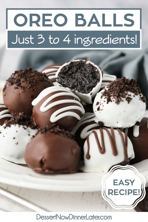 This Oreo Balls Recipe is an easy no-bake treat made with only 3 ingredients: Oreos, cream cheese, and chocolate! Also known as Oreo Truffles, these candies are great for holiday gifting or to bring to parties, and are always a crowd pleaser! Oreo Cookie Balls Christmas, Oreo Balls Recipe 3 Ingredients, Candies Recipes, Truffle Recipe Christmas, Oreo Balls Recipe, Oreo Bars, Oreo Truffles Recipe, Cheese And Chocolate, Oreo Cookie Balls