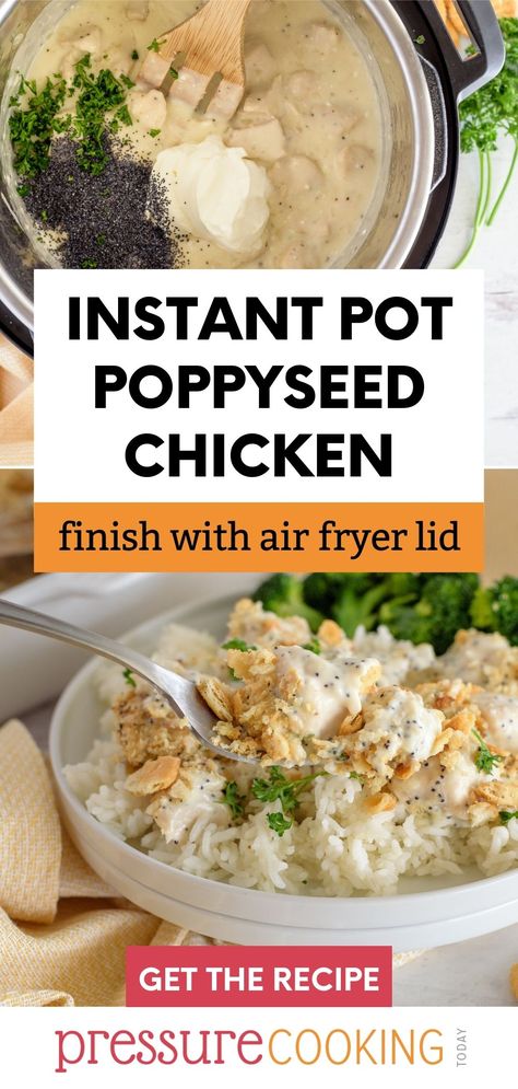 Poppy Seed Chicken Casserole via @PressureCook2da Crock Pot Poppy Seed Chicken, Poppyseed Chicken Recipe, Poppyseed Chicken, Poppy Seed Chicken Casserole, Pressure Cooker Recipes Chicken, Greek Chicken And Potatoes, Poppy Seed Chicken, Pressure Cooking Today, Pressure Cooker Chicken