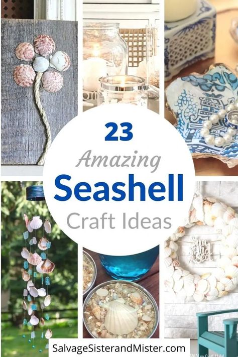 Create beautiful DIY seashell crafts to decorate your home for summer, or in a popular coastal theme. These 23 ideas are a great way to put those shells to good use. #seashellcrafts #salvagesisterandmister Diy Seashell Crafts, Beach Crafts Diy, Seashell Art Diy, Sea Shells Diy, Beach Themed Crafts, Deco Marine, Oyster Shell Crafts, Seashell Projects, Arts And Crafts For Adults