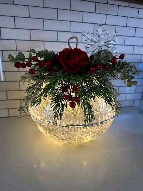 Dollar Tree Fanatics Crafts & Decor & DIY With Freebies 🟢⚪ | Reuse old bowls to decorate lanterns hanging on the porch | Facebook Lanterns Hanging, Christmas Urns, Pe Activities, Dollar Tree Christmas Decor, Pretty Christmas Decorations, Dollar Store Christmas, Handmade Christmas Crafts, Dollar Tree Christmas, Front Porch Christmas Decor Ideas