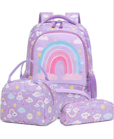 Amazon.com: Dafelile Rainbow Backpack for Girls School Backpack for Girls 3 in 1 Set Bookbag School Bag Set for Elementary Back to School : Clothing, Shoes & Jewelry Purple School Bag, Rainbow Backpack, Preschool Backpack, Girls Backpack, Unicorn Backpack, Plantas Vs Zombies, Purple Rainbow, Kids School Backpack, Backpack Set