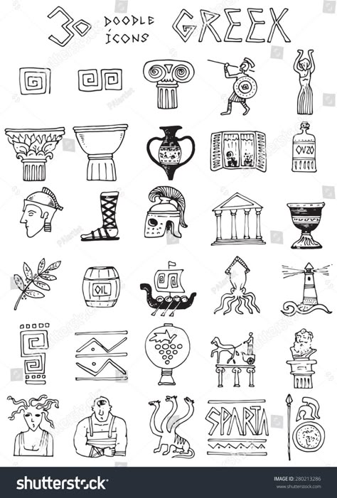 Greek Journal Ideas, Greek Mythology Doodles, Mythology Doodles, Greece Doodles, Greek Doodles, Greek Column Tattoo, Column Tattoo, Greek Mythology Illustration, Greek Illustration