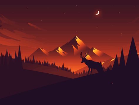 Warm Nights by Mansoor - Dribbble Animated Landscape Gif, Night Animation, Animated Wallpaper For Pc, Beau Gif, Gif Background, Motion Wallpapers, Polygon Art, Good Night Gif, Daily Ui