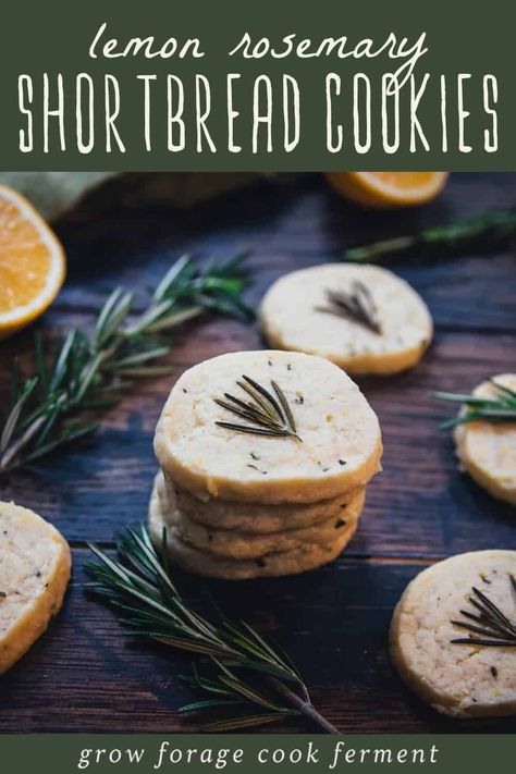 Wedding Shortbread Cookies, Herbal Desserts, Herbal Cookies, Rosemary Sugar Cookies, Rosemary Shortbread Cookies Recipe, Lemon Rosemary Shortbread, Lemon Rosemary Shortbread Cookies, Lemon Rosemary Cookies, Herb Shortbread