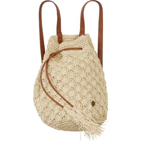 BILLABONG CANADA BACKPACKS & LUGGAGE BIKINI BEACHED BACKPACK http://ca.billabong.com/shop/product/womens-backpacks-luggage/bikini-beached?color=NAT Beachy Backpack, Billabong Backpack, Italy Outfit Ideas, Crochet Backpacks, Minimal Sweater, Miniature Backpack, Bohemian Style Bag, Crochet Beach Bag, Beach Backpack