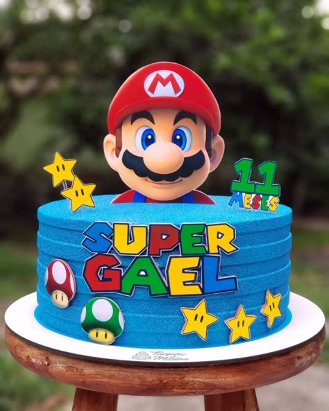 Mario Birthday Cake Simple, Supermario Cakes, Mario Birthday Party Cake, Mario Bros Birthday Cake, Super Mario Bros Cake, Super Mario Bros Party Ideas, Mario Bros Birthday Party Ideas, Mario Birthday Cake, Mario Bros Cake