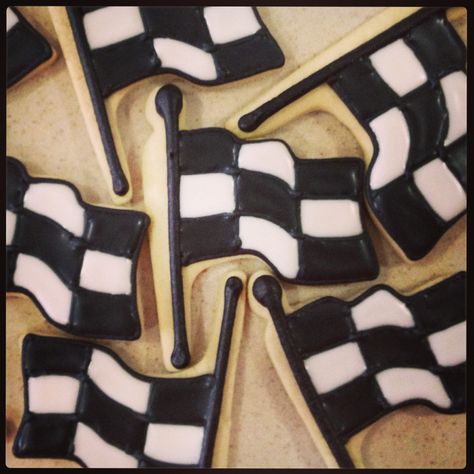 Race, checkered flag cookies Checkered Flag Cookies Decorated, Race Car Cookies Royal Icing, Checkered Flag Cookies, Racing Cookies Decorated, Race Car Decorated Cookies, Race Car Sugar Cookies, Race Car Cookies Decorated, Nascar Cookies, Nascar Party Food