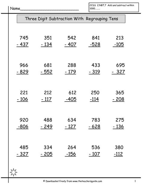 three digit subtraction worksheet Three Digit Subtraction, Subtraction With Borrowing, 3 Digit Subtraction, Subtraction With Regrouping Worksheets, Regrouping Subtraction, Subtraction With Regrouping, Math Addition Worksheets, Math Subtraction, 3rd Grade Math Worksheets