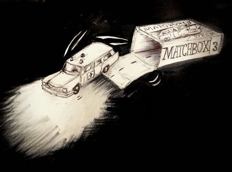 Morgan / Illustrations on Instagram: "Inktober Day 8- Match My dad told me stories of when he was little, getting Matchbox cars he made the box into a little garage for the cars. I’m sure many kids did and it was a sweet design feature I wanted to capture for today’s prompt. He also particularly liked this car. I drew the box and car in ballpoint for a change. The background was brush tip ink. • • #inktober #inktober2022 #match #matchbox #matchboxcars #toycars #cars #mattel #oldtoys #retrotoys # Art Drawing Sketch, Tell My Story, Matchbox Cars, Ink Sketch, Match Me, Retro Toys, Pen Art, Old Toys, Brush Pen