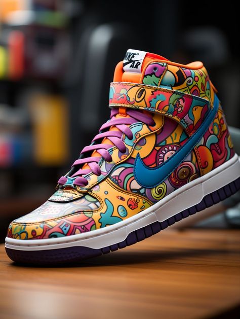 Nike Painting Ideas, Sneaker Art Paintings, Shoe Painting Ideas Nike, Jeans And Tennis Shoes Outfit, Custom Shoes Nike Air Force, Wide Leg Jeans Winter, Jeans And Tennis Shoes, Hoco Shoes, Sepatu Air Jordan