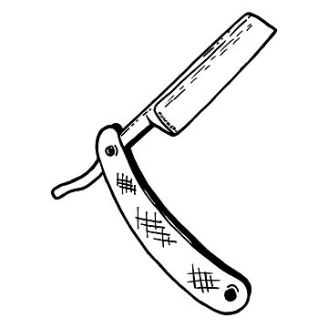 Straight Razor Drawing, Barber Drawing Ideas, Razor Blade Tattoo Drawings, Razor Tattoo Design, Barber Tattoo Ideas, Barber Drawing, Straight Razor Tattoo, Gabriel Tattoo, Razor Tattoo