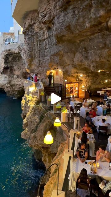 Florian Olbrechts on Instagram‎: "Imagine having a romantic dinner in this unique setting overlooking the sea and the sunset 🌅 

Who would you take to eat in one of the world’s only restaurants built directly into a natural grotto? 🇮🇹

📍Grotta Palazzese, Polignano a Mare, Italy 

#GrottaPalazzese #restaurant #italy #PolignanoAMare #cave #caverestaurant #visititaly #puglia #interiordesign #architecture #beautifuldestinations #shotoniphone #レストラン #레스토랑 #المطعم"‎ Grotta Palazzese, Natural Cave, Adriatic Coast, Puglia Italy, Romantic Dinner, Visit Italy, Most Romantic, Puglia, Breathtaking Views