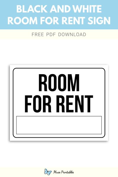 Free printable black and white room for rent sign template in PDF format. Download it at https://museprintables.com/download/sign/black-and-white-room-for-rent/ Room For Rent Sign, For Rent Sign, Free Printable Black And White, Black And White Room, Printable Black And White, Hair Roblox, Danger Signs, Download Sign, Safe Neighborhood