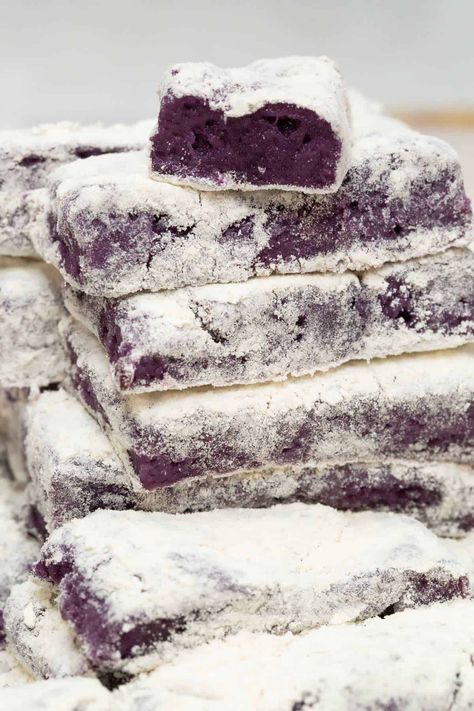 Ube Espasol Recipe - Recipes by Nora Espasol Recipe Filipino Food, Ube Bread Recipe, Almond Bread Recipe, Filipino Sweets, Filipino Snacks, Ube Recipes, Steamed Rice Cake, Filipino Dessert, Asian Dessert