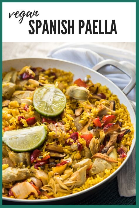 Vegan Paella, Recipes Using Rice, Vegetarian Paella, Nutritious Eating, Vegan Bites, Pescatarian Meals, Spanish Party, Spanish Paella, Vegan Entrees