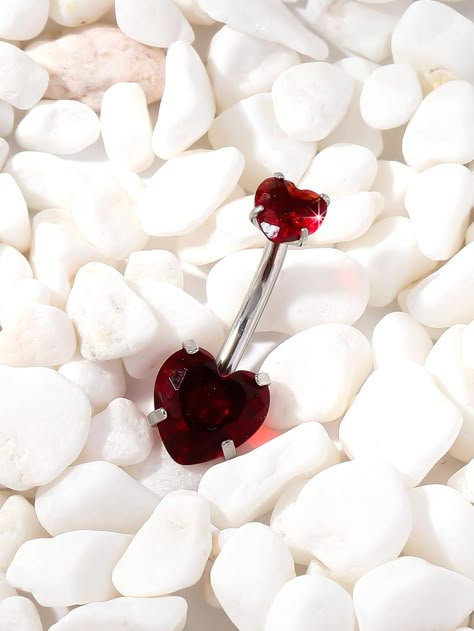 Red Heart Belly Button Piercing, Red Piercing Jewelry, Belly Button Piercing Red, Cute Belly Rings, Navel Piercing Jewelry, Belly Piercing Jewelry, Pretty Ear Piercings, Pretty Jewelry Necklaces, Navel Ring