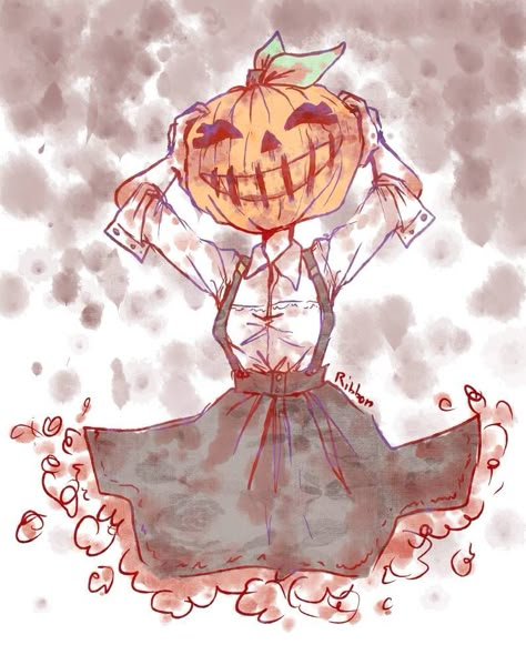 Pumpkin Person Drawing, Pumpkin People Drawings, Halloween Anime Drawing, Pumpkin Girl Drawing, Halloween Girl Drawing, Cute Halloween Sketches, Halloween Characters Drawings, Halloween Oc Art, Pumpkin Anime