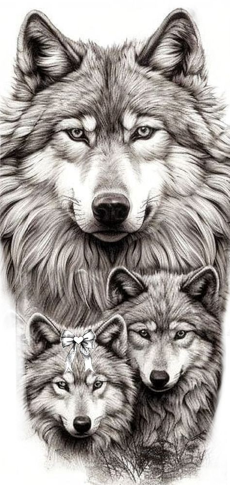 Wolf And 2 Cubs Tattoo, Momma Wolf Tattoo, Mama Wolf And Cubs Tattoo, Wolf And Cubs Tattoo, Wolf Mom And Pup Tattoo, Wolf Cub Tattoo, Wolf Mom Tattoo, Wolf Family Tattoo, Wolf And Cub Tattoo Design